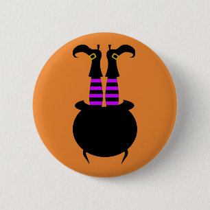 Happy Halloween Witch Leg Button