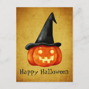Happy Halloween Witch Pumpkin Postkarte