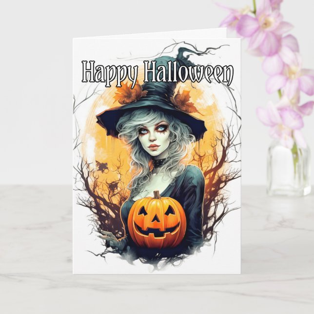 Happy Halloween | Witchy Bleibe Karte (Orchidee)