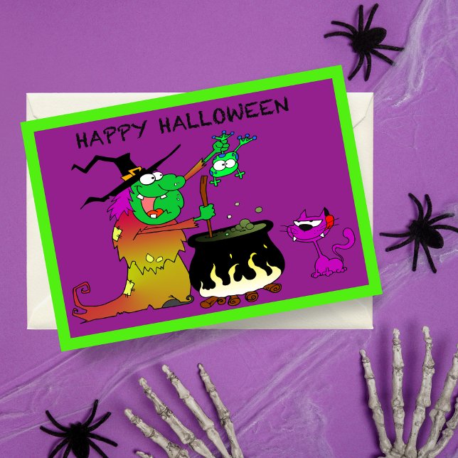 Happy Halloween Witz und Lila Katze Card Karte (Sending smiles and spooky wishes to friends, family, and fellow Halloween enthusiasts.)