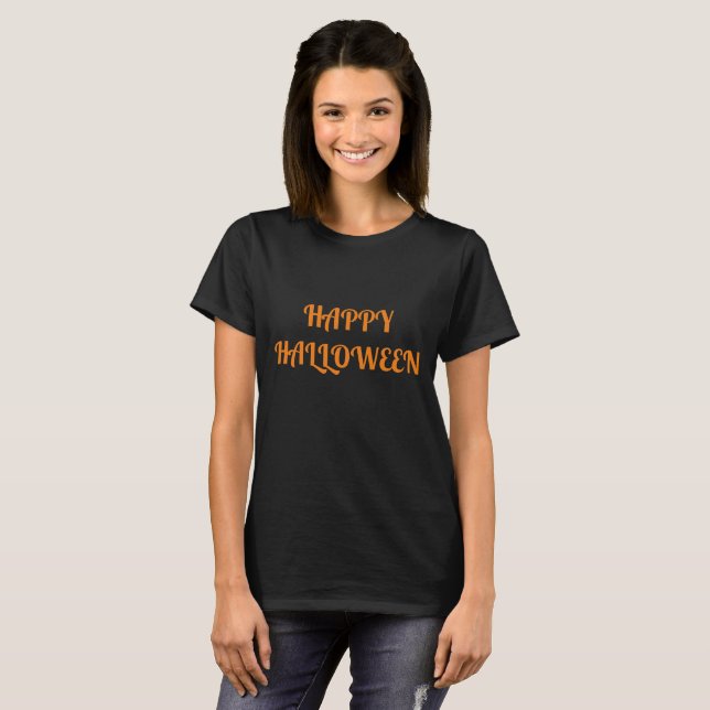 Happy Halloween Women's Orange Black T-Shirt (Vorne ganz)