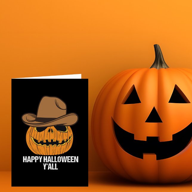 Happy Halloween Y'all Cowboy Kürbislaterne Card (Von Creator hochgeladen)