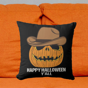 Happy Halloween Y'all Funny Cowboy Kürbislaterne Kissen