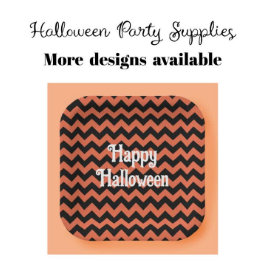 Happy Halloween Zickzack Stripe Kids Party Pappteller