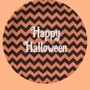 Happy Halloween Zickzack Stripe Kids Party Pappteller