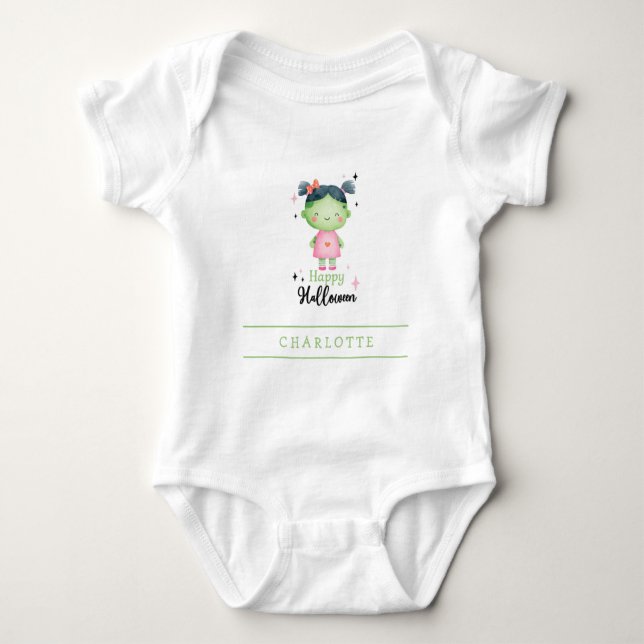 Happy Halloween Zombie Girl Custom Baby Bodysuit Baby Strampler (Vorderseite)