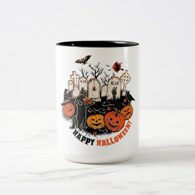 Happy Halloween Zweifarbige Tasse (Mittel)