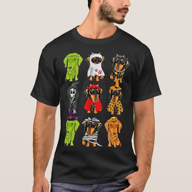 Happy Halloweenie Dachshund  Dachshund Halloween T-Shirt (Vorderseite)