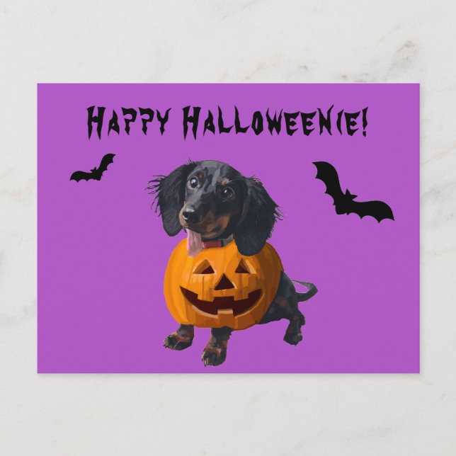 Happy Halloweenie Dackel Dackel Dog Funny Postkarte (Vorderseite)