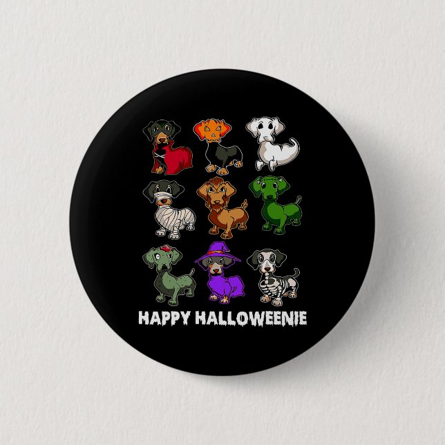 Happy Halloweenie Dackel Dackel Halloween Gi Button (Vorderseite)