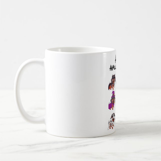 Happy Halloweenie T-Shirt Halloween Dackel Hunde I Kaffeetasse (Links)