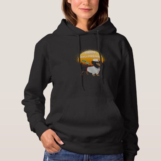 Happy Halloweiner Daschund Dog  Halloween Nurse Hoodie (Vorderseite)