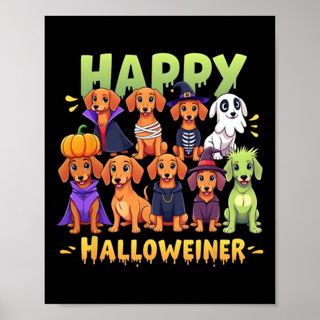 Happy Halloweiner Dog Eigentümer Funny Halloween H Poster (Vorne)