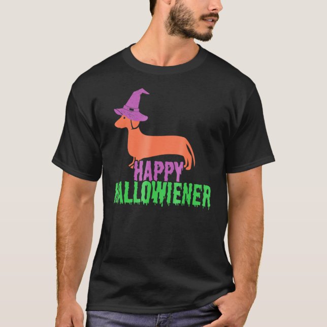 Happy Hallowiener - Dackel Halloween T-Shirt (Vorderseite)