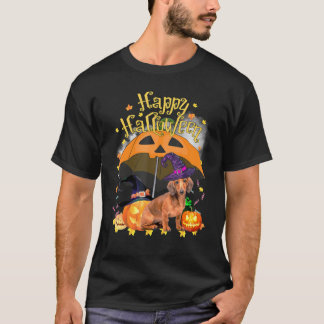Happy Hallowiener Dackel Hexenkürbis Schirm T-Shirt