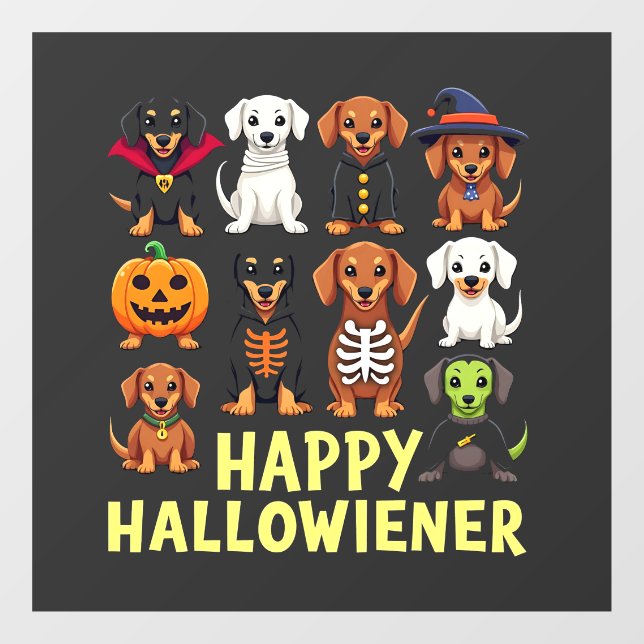 Happy Hallowiener Spooky Halloween Hund Weiner Fensteraufkleber (Blatt)