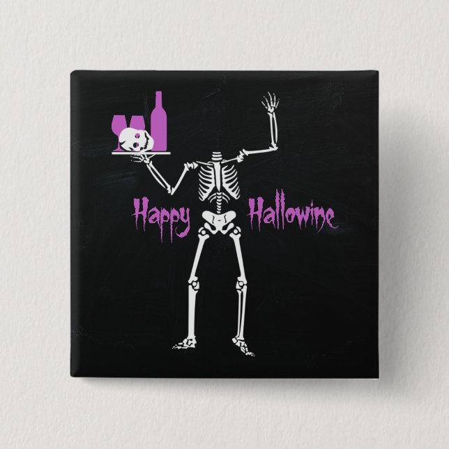 Happy Hallowine Headless Skelett Button (Vorderseite)