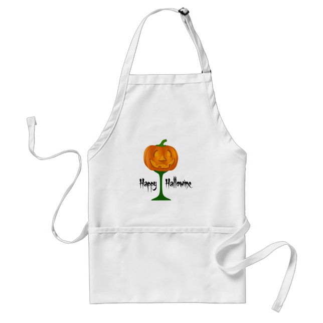 Happy Hallowine Pumpkin Wine Glass Halloween Schürze (Vorne)