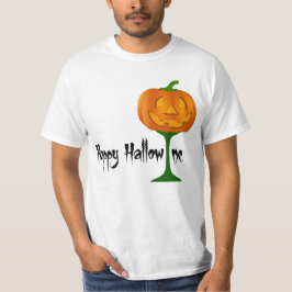 Happy Hallowine Pumpkin Wine Glass Halloween T-Shirt