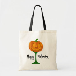 Happy Hallowine Pumpkin Wine Glass Halloween Tragetasche