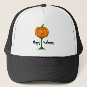 Happy Hallowine Pumpkin Wine Glass Halloween Truckerkappe