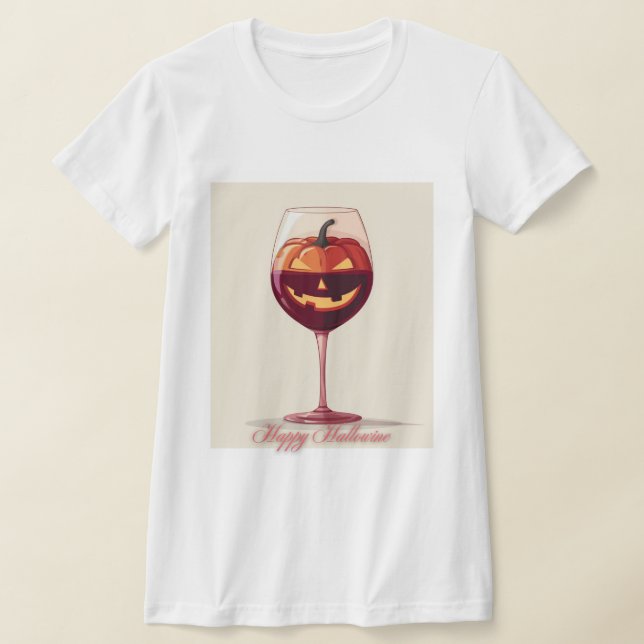 Happy Hallowine – Pumpkin Wine Glass Illustration T-Shirt (Ablage )