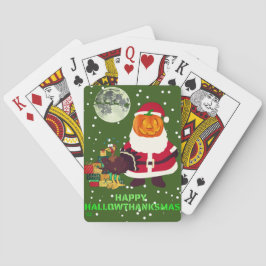 "HAPPY HALLOWTHANKSMAS" lustiges Weihnachtsgeschen Spielkarten