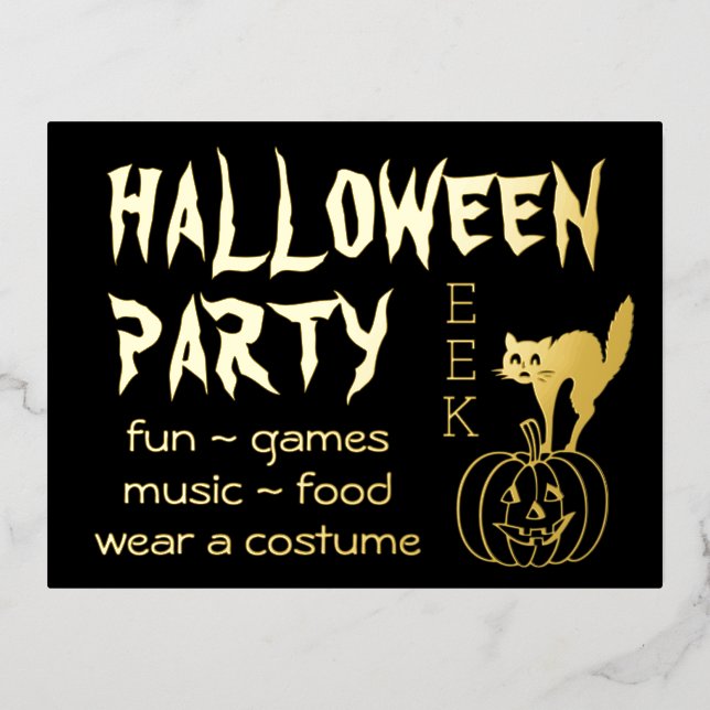 Happy Hallowy Party Einladung mit Folie Postkarte (Vorderseite)