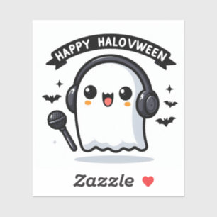 Happy Halovween Ghost Singer Halloween Music Fan Aufkleber