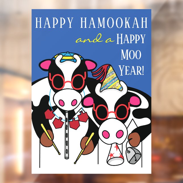 Happy HaMOOkah Happy Moo Year Cloning Fensteraufkleber (Blatt 2)