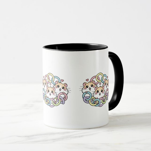 Happy Hamsters in Pastel Rings Tasse (VorderseiteRechts)