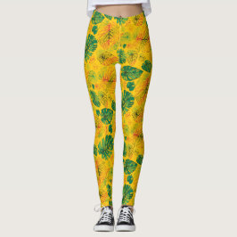 Happy Hand Drawn Monstera Gelbe Koordinate Leggings
