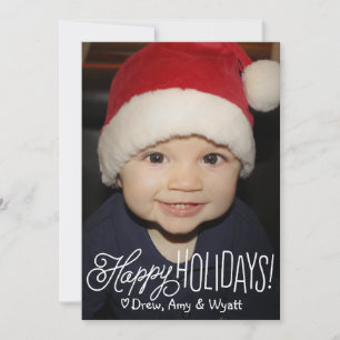 Happy Handwriting Holiday Photo Greeting Card Feiertagskarte