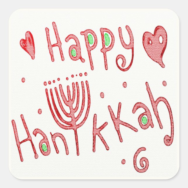 Happy Hannukah Quadratischer Aufkleber (Vorderseite)