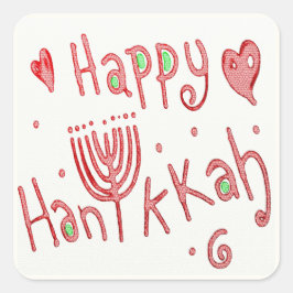 Happy Hannukah Quadratischer Aufkleber