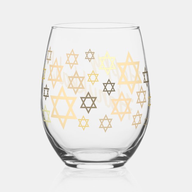 Happy Hannukah! Stilvolles Glas (Vorderseite)