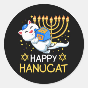 Happy Hanucat Ugly Hanukkah Jewish Chanukka Niedli Runder Aufkleber
