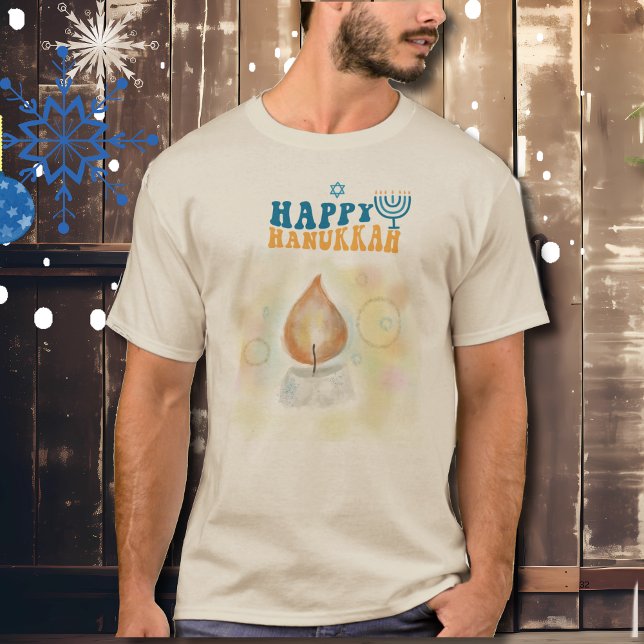Happy Hanukah Candle Light T - Shirt (Happy Hanukah Candle Light T-Shirt)