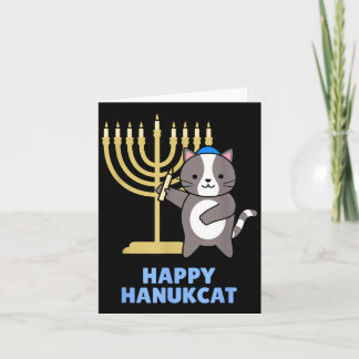 Happy Hanukcat Black Cat Meowzel Tov Menorah Funny Karte