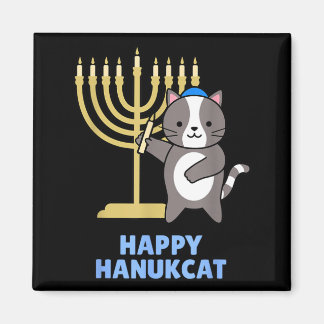 Happy Hanukcat Black Cat Meowzel Tov Menorah Funny Magnet