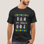 Happy Hanukcat Ugly Sweater Cat Hanukkah Menorah C T-Shirt<br><div class="desc">Happy Hanukcat Ugly Sweater Cat Hanukkah Menorah Chanukah Long Sleeve T Shirt</div>