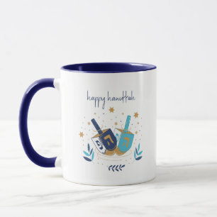 Happy Hanukka Floral Dreidel Tasse