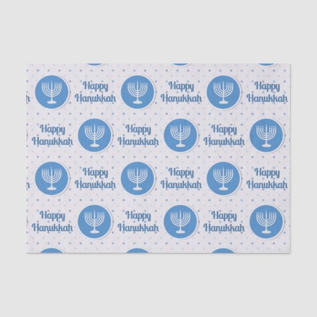 Happy Hanukka Menorah auf Polka Dots Seidenpapier (Vorderseite)