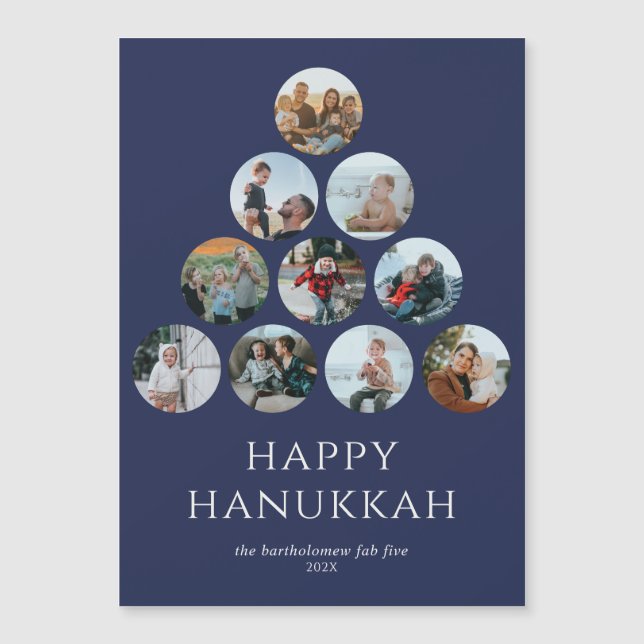 Happy Hanukkah 10 Foto Magnet Blue (Vorderseite)