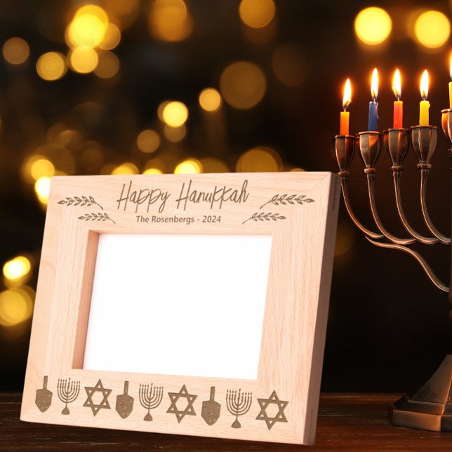 Happy Hanukkah 12x18 Personalisiert Geätzte Rahmen (Von Creator hochgeladen)