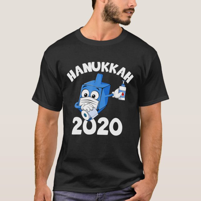 Happy Hanukkah 2020 Dreidel Dabbing Face Maske T-Shirt (Vorderseite)
