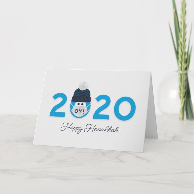 Happy Hanukkah 2020 Personalisiert Blue Karte (Vorderseite)