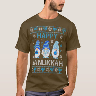 Happy Hanukkah 2021 Gnome Menorah Dreidel Ugly Chr T-Shirt