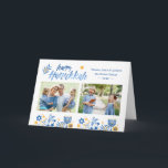 Happy Hanukkah 2 Foto Feiertagskarte<br><div class="desc">Senden Sie Ihre Wünsche mit dieser Foto-Ferienkarte, die ein Watercolor Happy Hanukah Script und jüdische Holiday Symbole enthält, um Ihre Begrüßungsbotschaft zu markieren.</div>