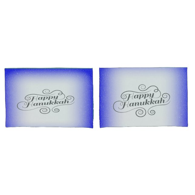Happy Hanukkah 2-Tönige Blue White Background Kissenbezug (Vorderseite-Set)
